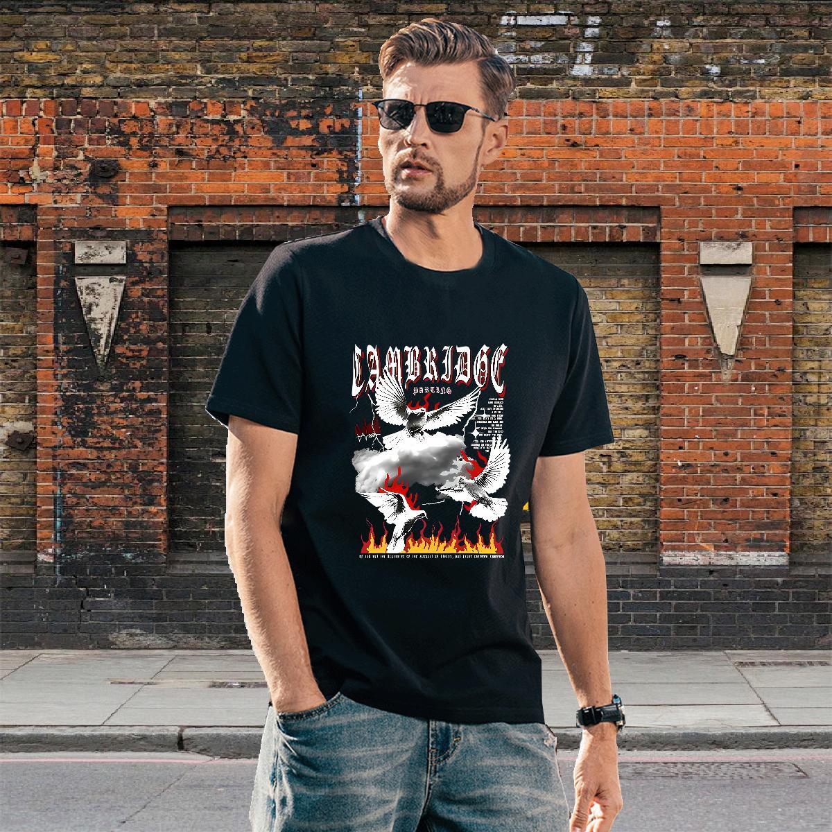 Unisex Mens T Shirts eagle Breathable Short Sleeve Hip Hop Street Anime Print 230g Pure Cotton Tshirt for Man Woman Classic Tees Shirts