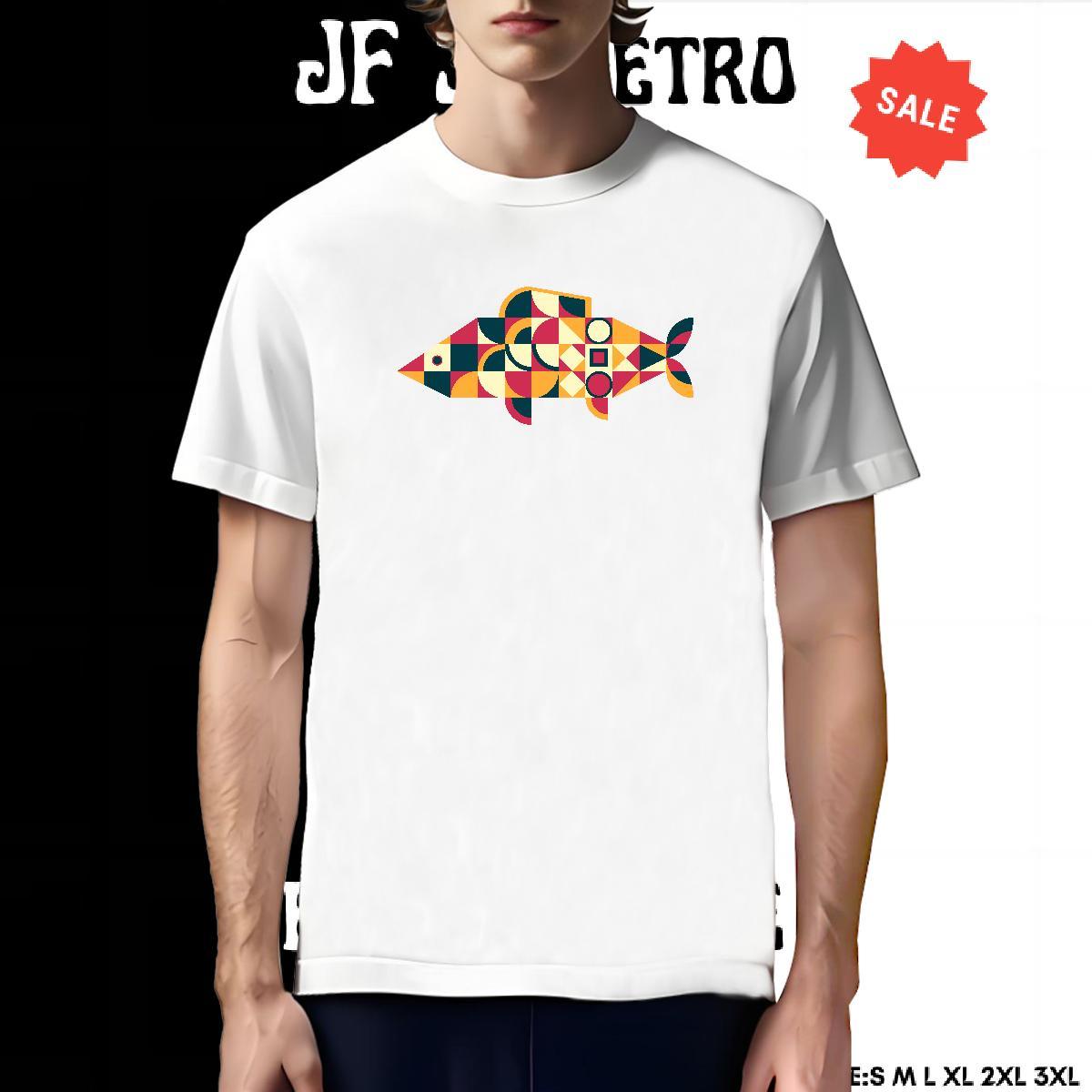 Unisex T-Shirts for Men fish Breathable Short Sleeve Street Anime Print 100% Cotton 230g Mens Tshirts Brand Top Tees