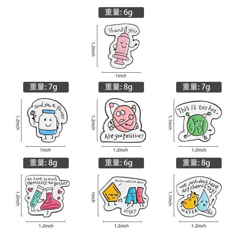 Chemical laboratory tools enamel pins beaver testing tubes molecular loops lapels badges backpacks cute cartoon jewelry gifts wholesale W240815