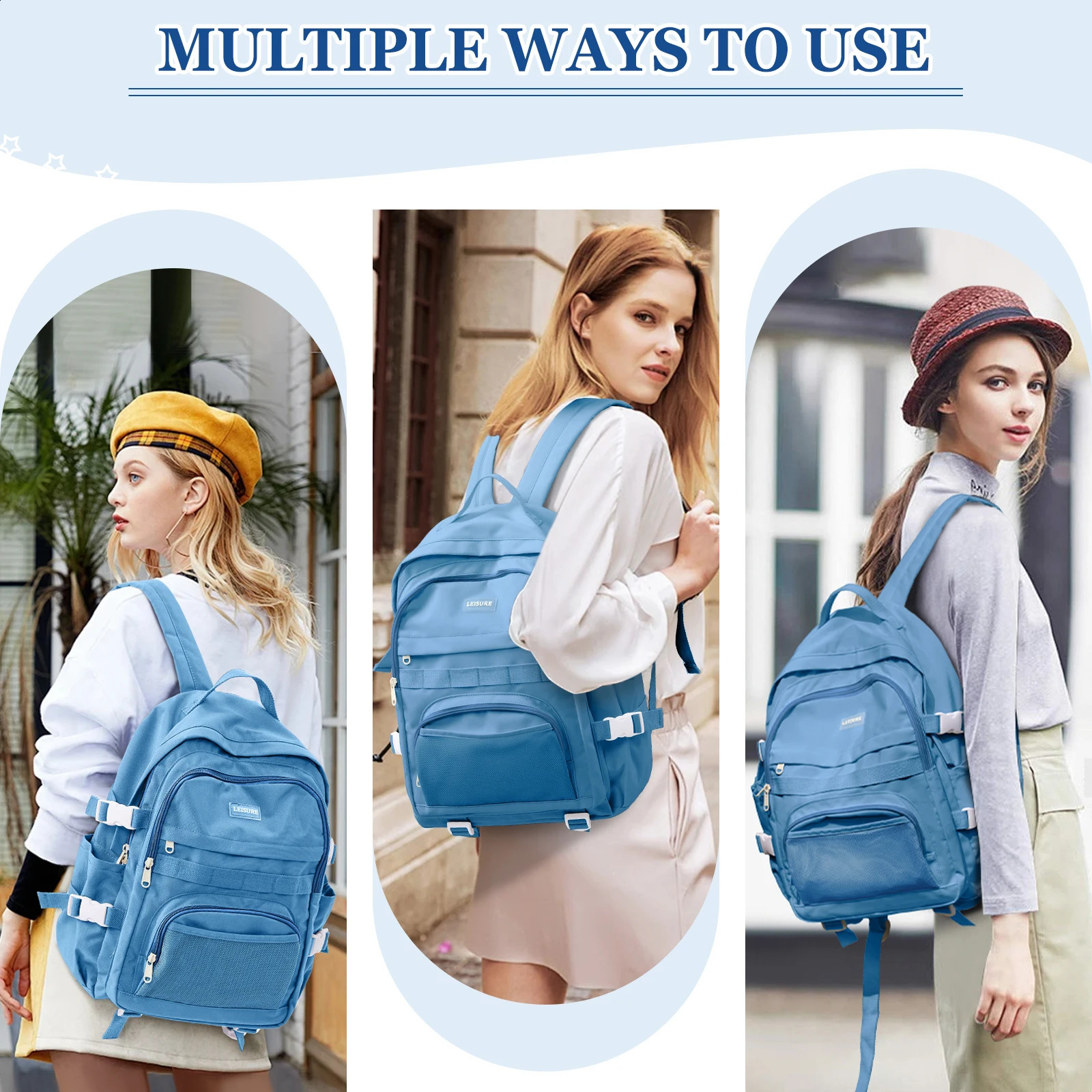 Casual Backpack Waterproof Teenage Bookbag Nylon Fashion Student Backpack College Women Travel Backpack School Bag for 240813