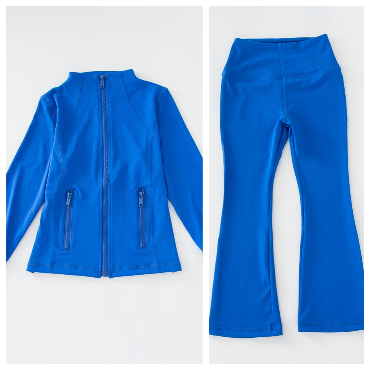 Uu-L3235 Spring Autumn Children's Sports Zipper Fashion Casual Coat And Bell Bottoms Fiess Pants Yoga Suit