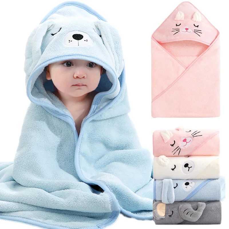 Cartoon Animal Baby Bath Towels Soft Newborn Hooded Towel Blanket Toddler Bathrobe Warm Sleeping Swaddle Wrap For Baby Girls Boy Y240815