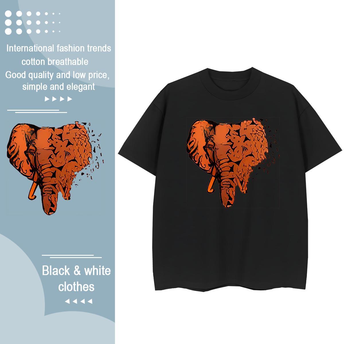 Popular T-Shirts for Men Elephant Breathable Crew Neck Casual Beach Oversized 3XL 4XL 100% Cotton 230g Men Tees 2024 DIY Tshirts