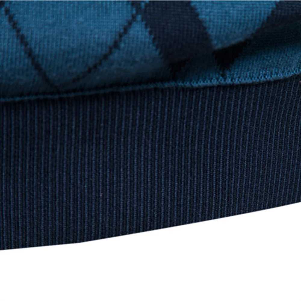 AIOPESON Argyle Men Sweaters Cotton Mock Neck Zipper Patchwork Pullover Men Winter High Quality Fashion Warm Sweaters for MenXJ240814