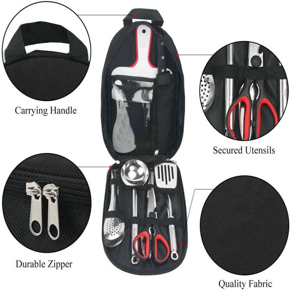 9-piece barbecue set barbecue accessory kit outdoor camping professional natural hill barbecue kitchenware kitchen utensilsX240815