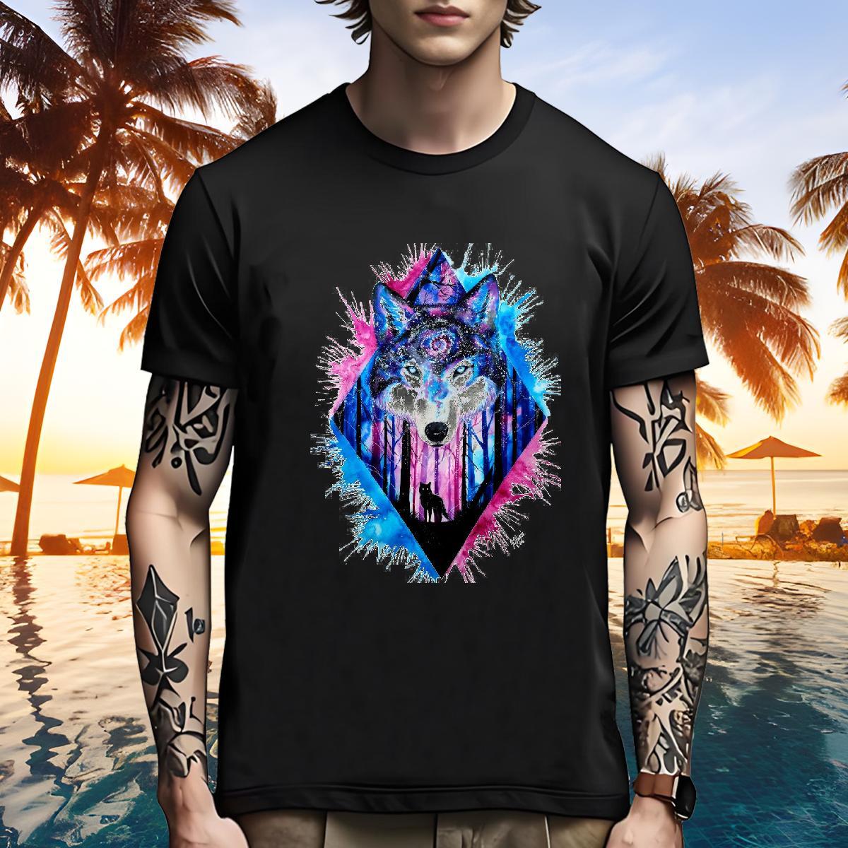 Soft T shirt wolf Crew Neck Breathable Hip Hop Cartoon Printing L-4XL 100% Cotton 230g Men Tees DIY Customized Clothings