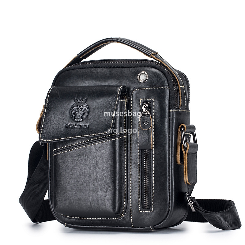 New high quality first layer cowhide new men's single shoulder crossbody bag cross-border Europe and the United States men's retro foreign t