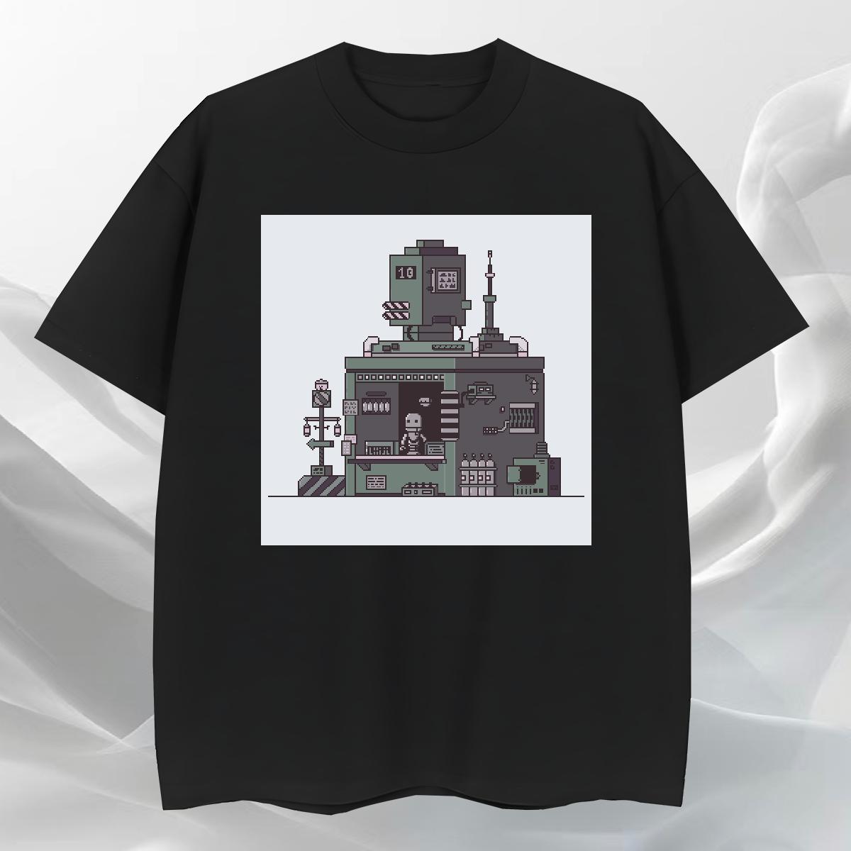 Cool Design Couples T Shirts Hip Hop Street 100% Cotton 230g DIY Logo Oversized Round Neck Short Sleeve robot T shirt 2024 DIY Polos