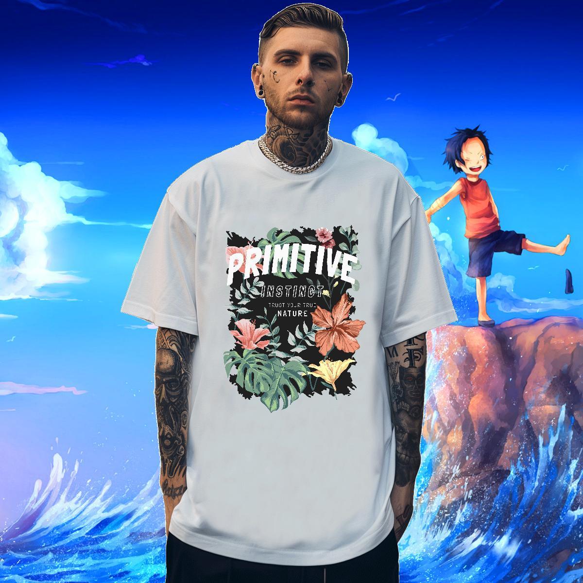 T shirt 230g 100% Cotton flower Sport Short Sleeve Soft Custom Printing Men Clothes T-Shirt Casual New Classic Tops Tees