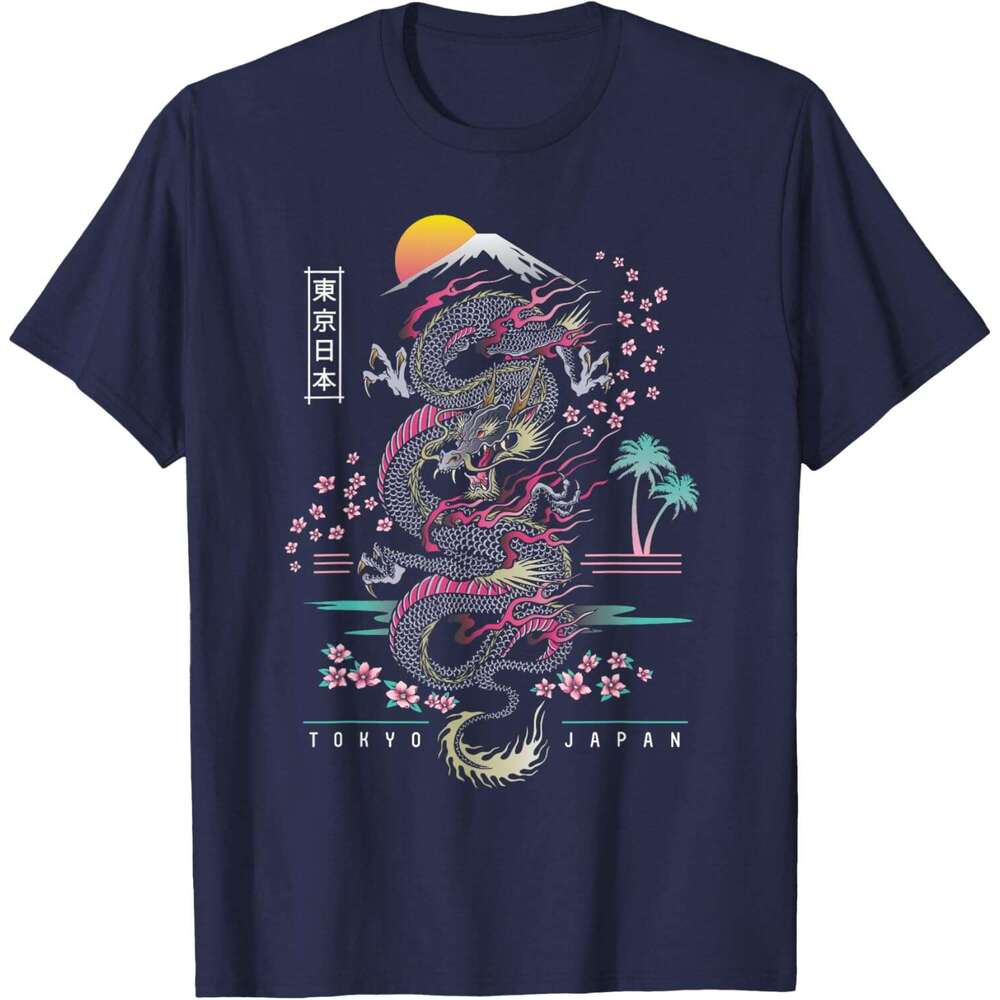 25ss T shirt for Mens Japanese Tokyo Dragon Asian inspired retro 80s style T-Shirt Shirts Tshirt Graphic Tee Casual Tops Short sleeve Free shipping