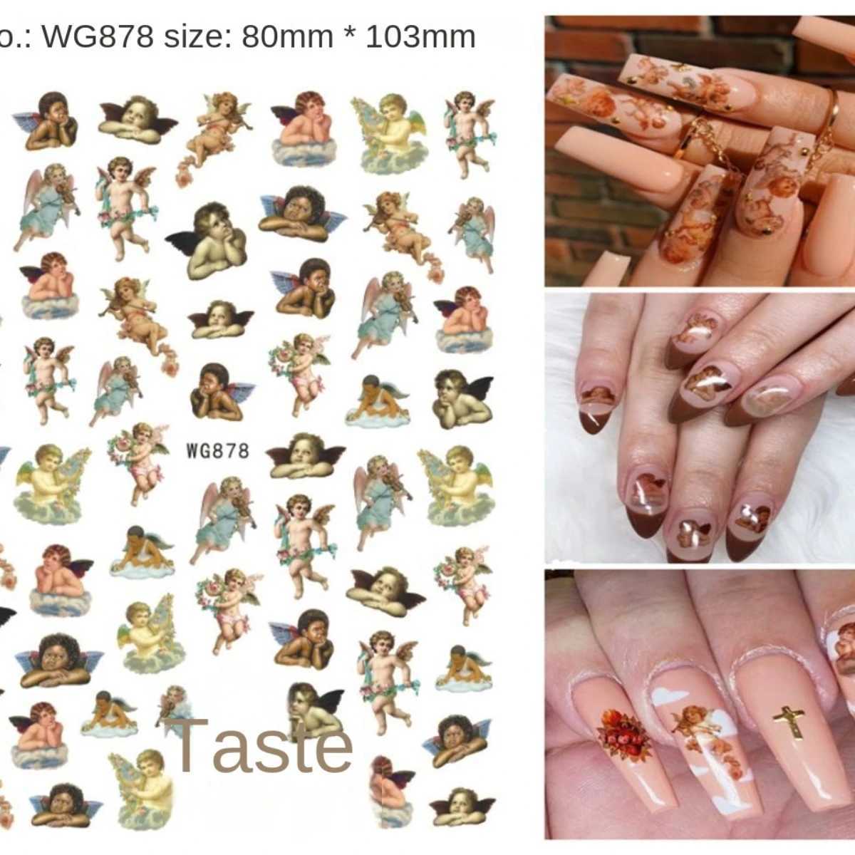 Angel Flower Pattern Nail Stickers Cupid Self-Adhesive Nail Decals 3D DIY Tips Nail Art Decorations Nail Design Manicure WrapXJ240814