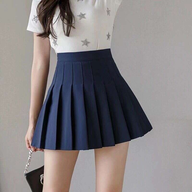 Women Girls High Waisted Pleated Plain A-line Mini Skirt Skater Tennis School Uniform Skirts Lining Shorts s