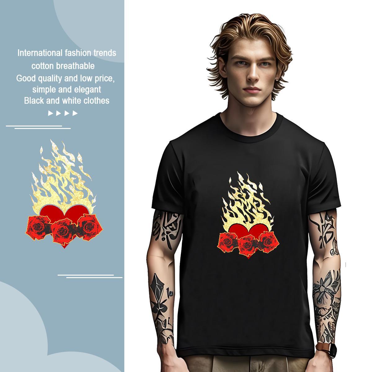 T Shirt For Man 230g Pure Cotton painting Summer Casual O Neck Short Sleeves Customized Men Clothes T-Shirt Casual New Wholesale Tops Shirt