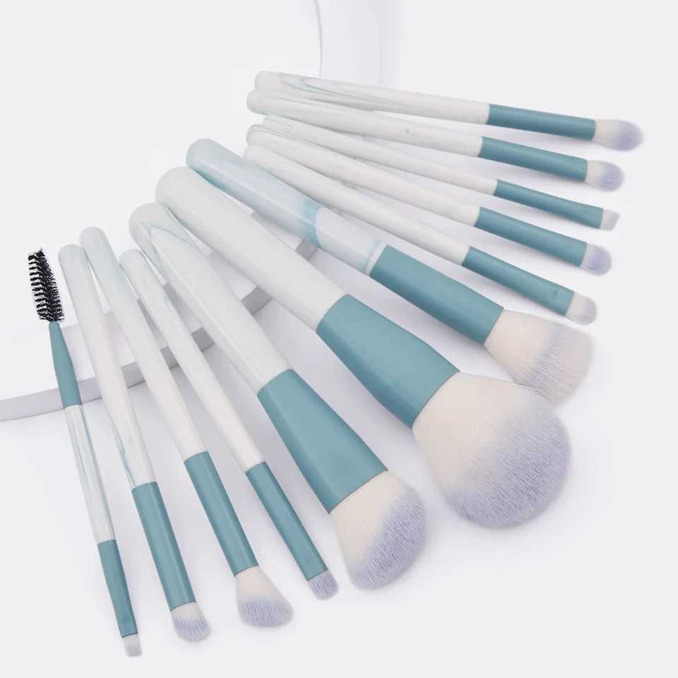 Makeup brush set 12 pieces of blue concealer brush powder blusher powder brush eye shadow basic brush cosmetics beauty tools W240814