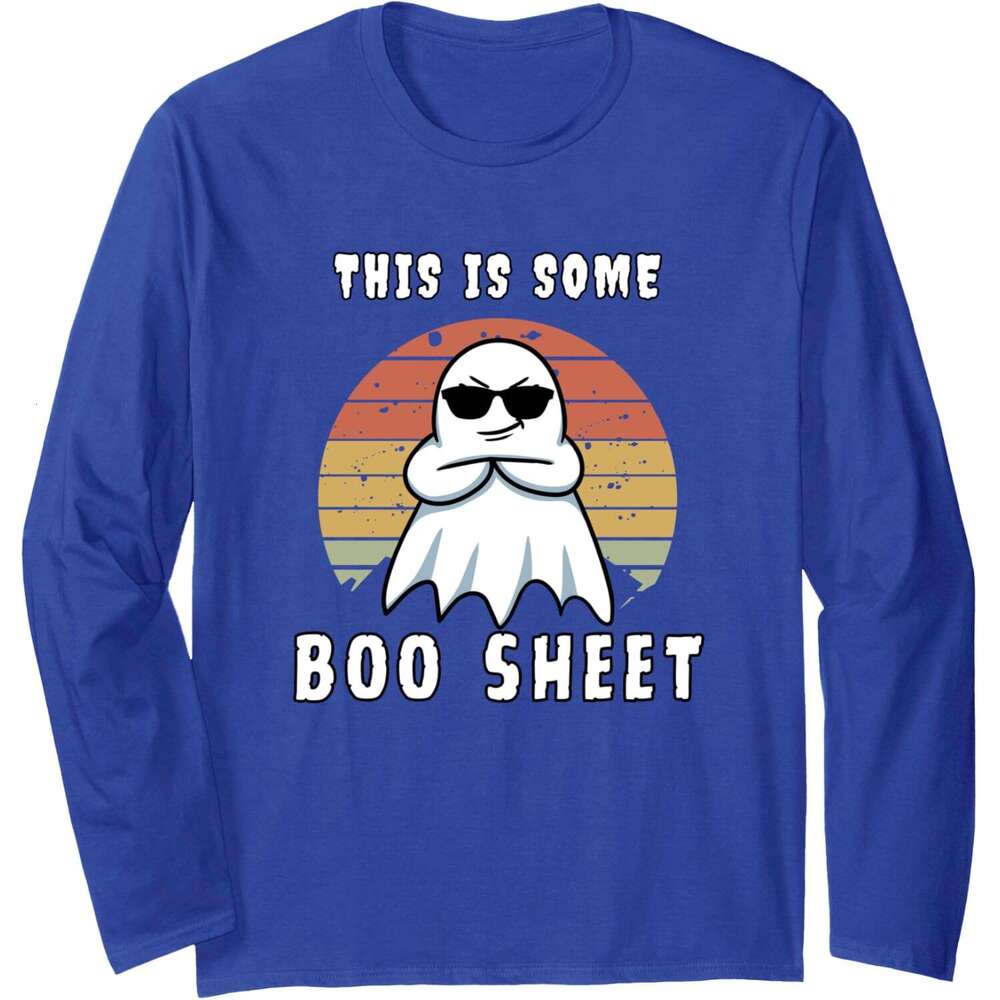 Long Sleeve Shirts for Men sweatshirt This Is Some Boo Sheet Funny Halloween Ghost Long Sleeve Tee Streetwear Casual tops clothes 2025
