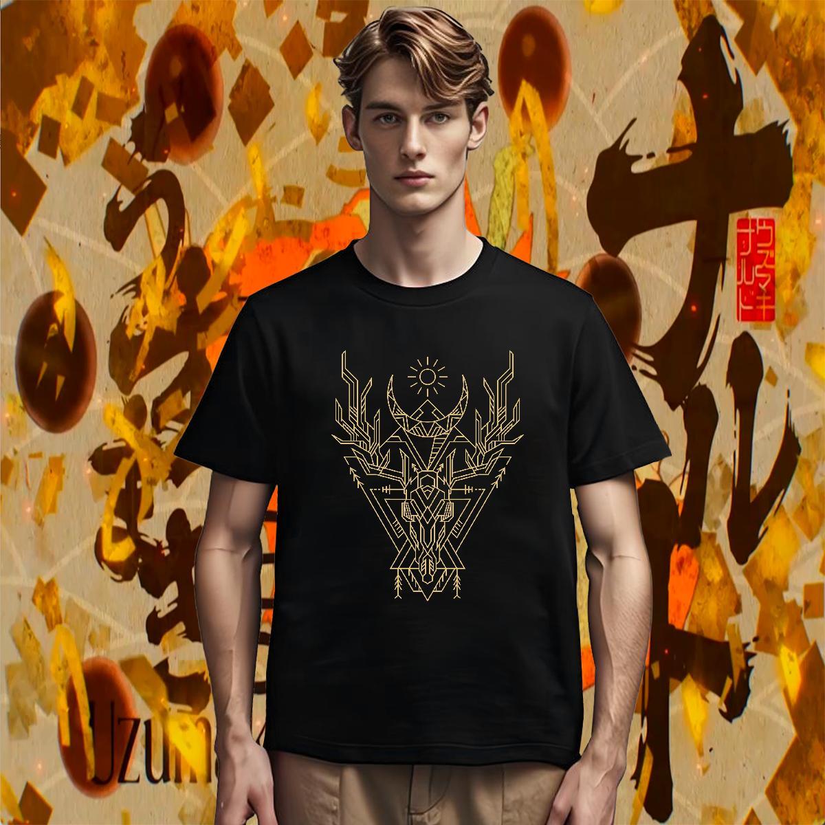 T-Shirts for Men 100% Cotton 230g Geometric line Daily Outfit Breathable Crew Neck Black White Men Tees 2024 DIY Brand Tees Shirts