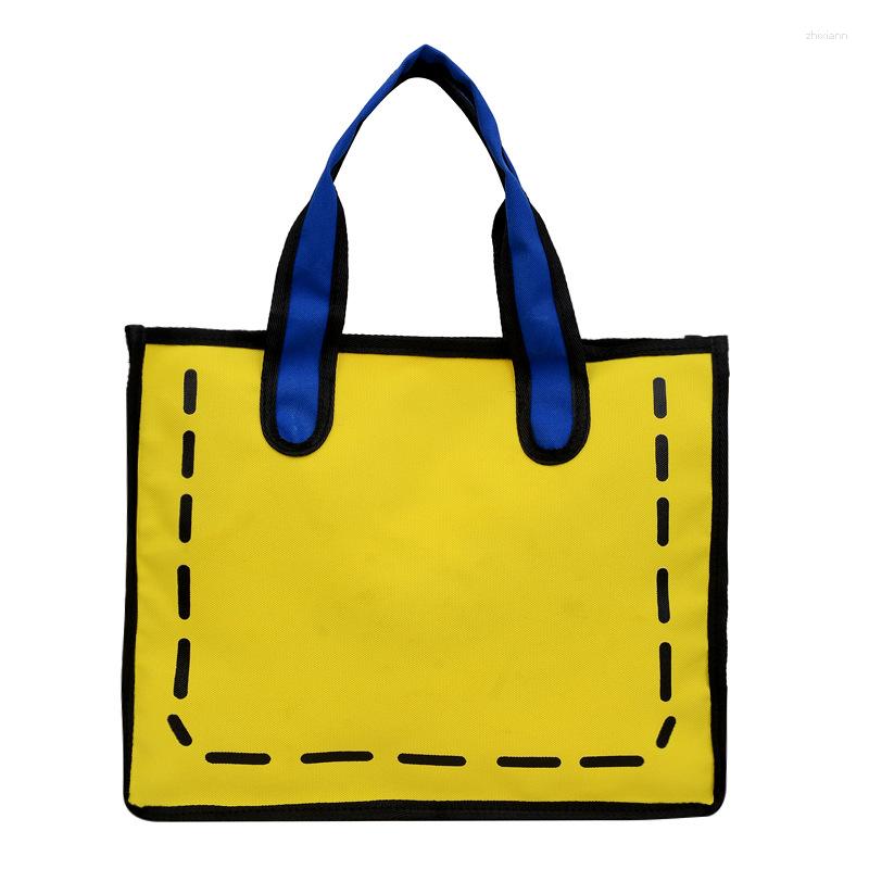 3 Clutch Bags Two-dimensional Large Capacity Canvas Bag 2d3d Cartoon Three-dimensional Handbag Women's 2024 4