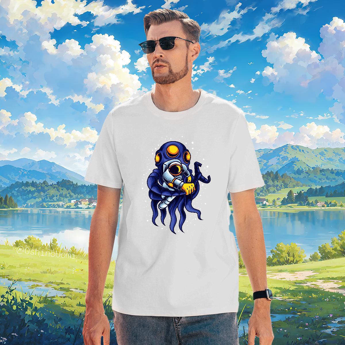 T-Shirts for Men 230g Cotton universe High Street Hip Hop Crew Neck Black White Men Clothes T-Shirt Designer Fashion Soft Clothings