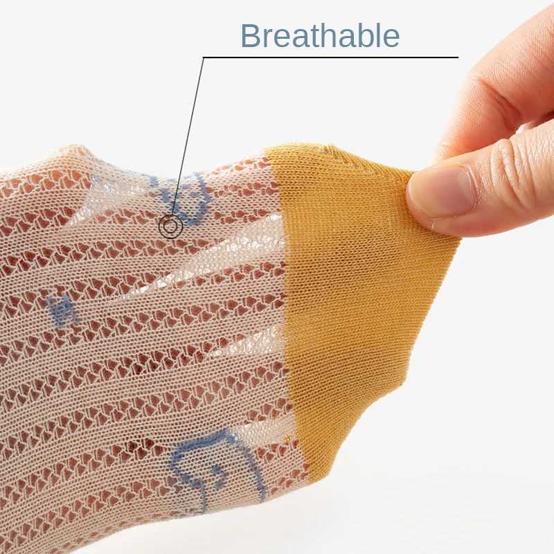 5 pairs/batch of childrens socks boys and girls sports socks summer childrens fashionable cotton cartoon breathable mesh socks 1-12Y W240814