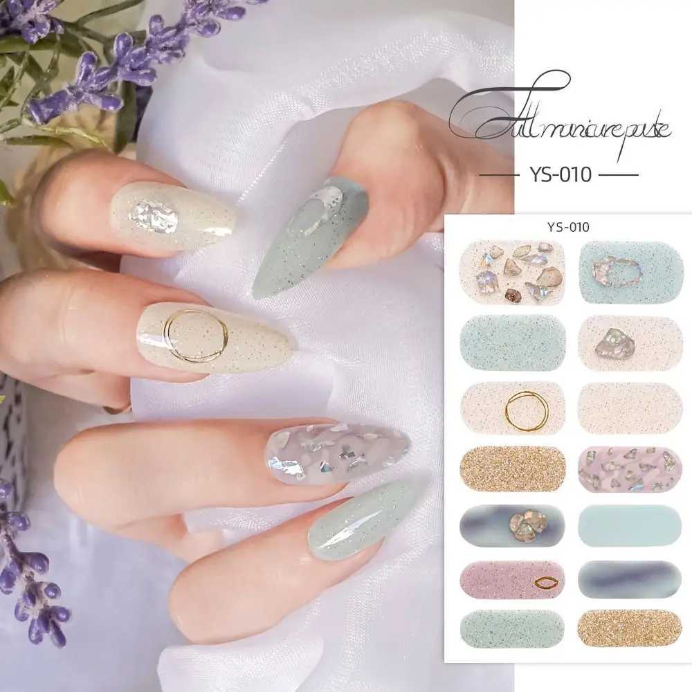 14 Strips Semi Cured Gel Nail Stickers Full Cover French Nail Art Gel Nail Polish Strips Gel Full Nail WrapsXJ240814