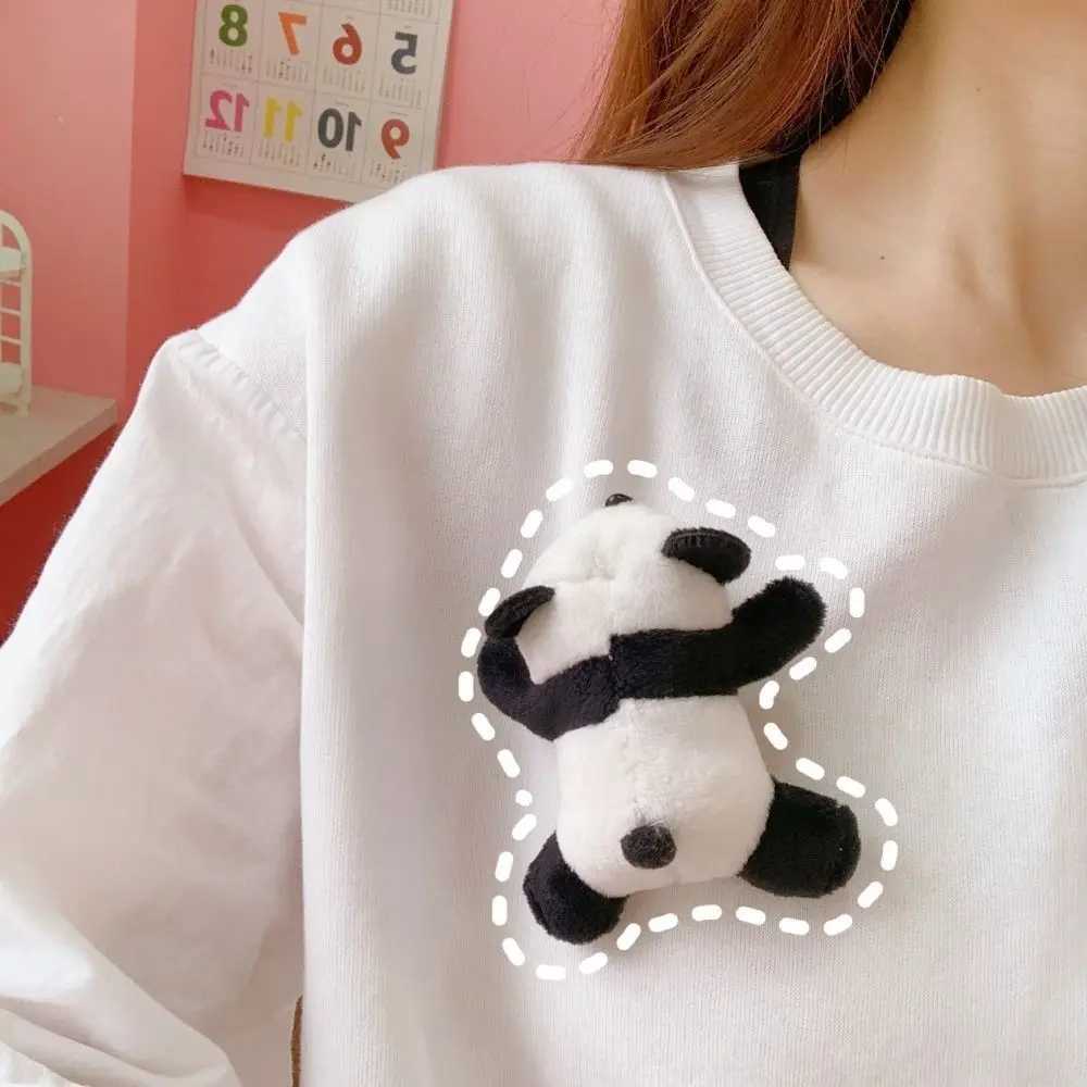 Soft and cute panda hat pin cartoon toy Kawaii plush stuffed panda doll brooch lapel animal plush badge bag W240815