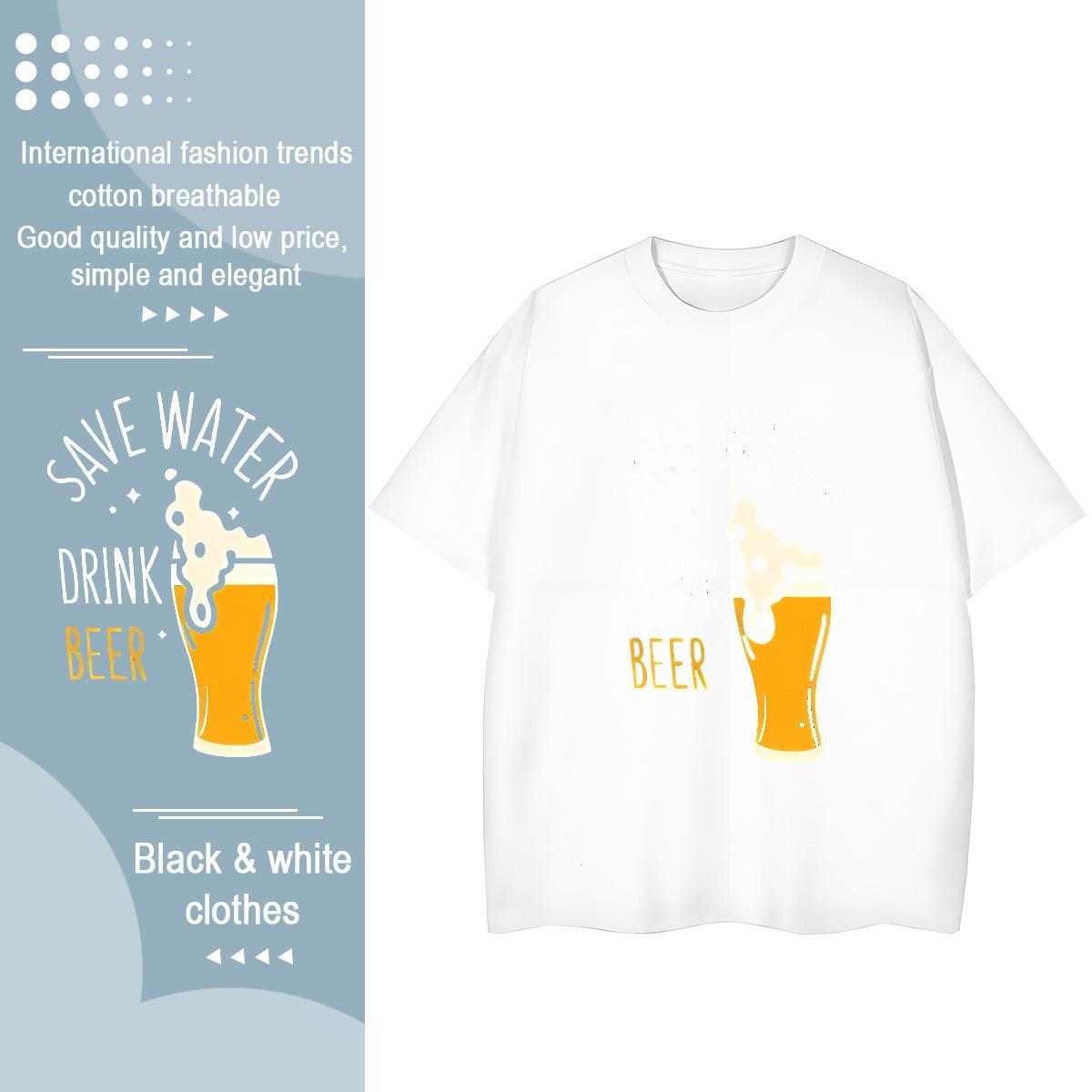 High Quality Mens T Shirts cheers O-Neck Short Sleeve Beach Graphic 100% Cotton 230g Tshirts Fashion Design Top Tees