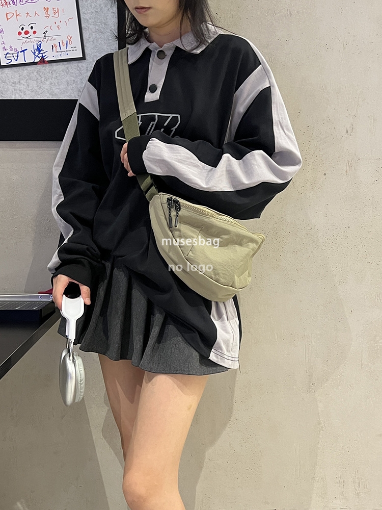 Summer new crossbody bag women's unisex wind casual fabric saddle bag simple lightweight wide strap bag trend