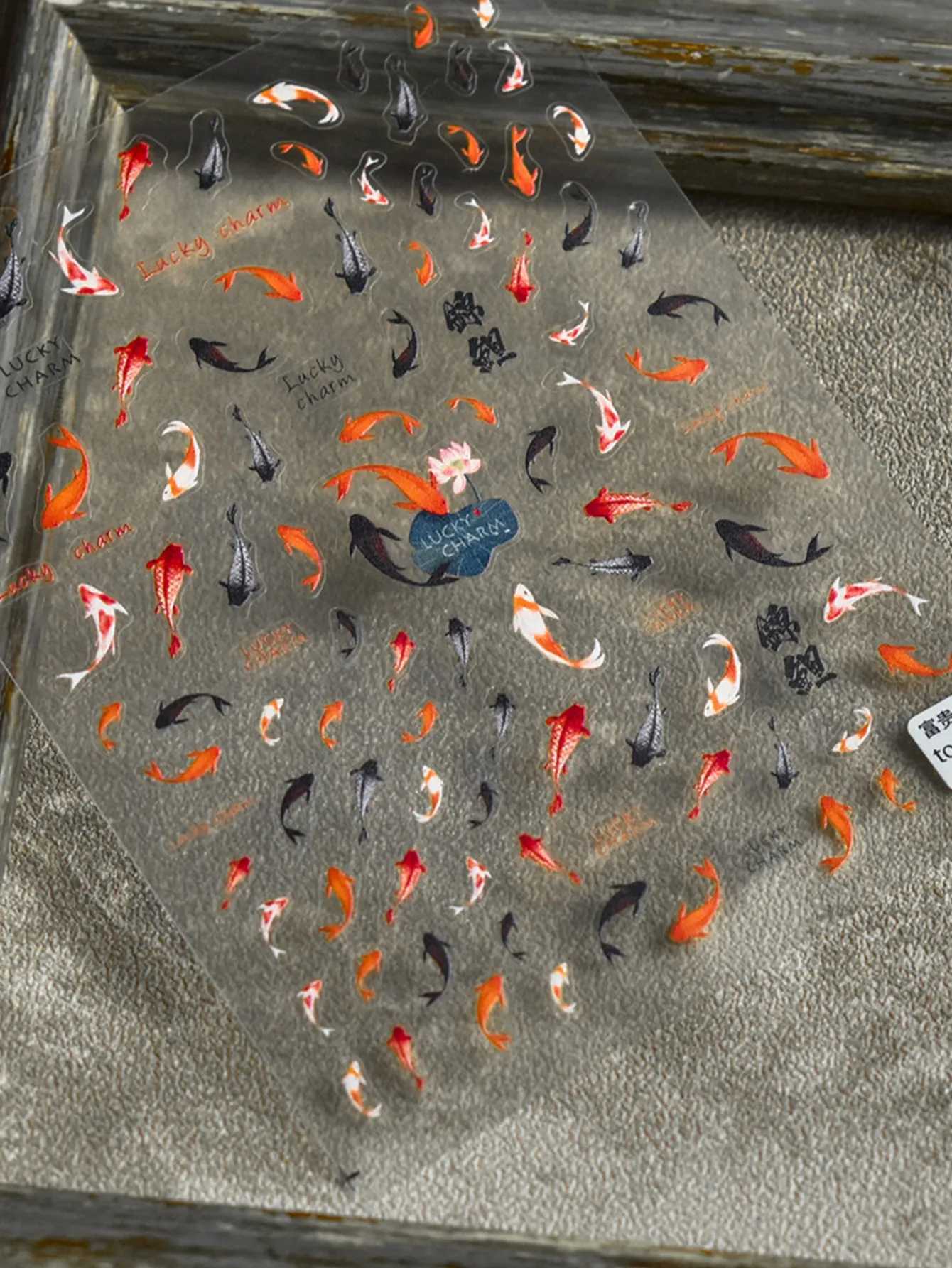 1PCS 5D Relief Cartoon Series Nail Art Stickers Kawaii Koi Carp Fish Design Nail Decoration Transfer Slider Decals DIY AccessoryXJ240814