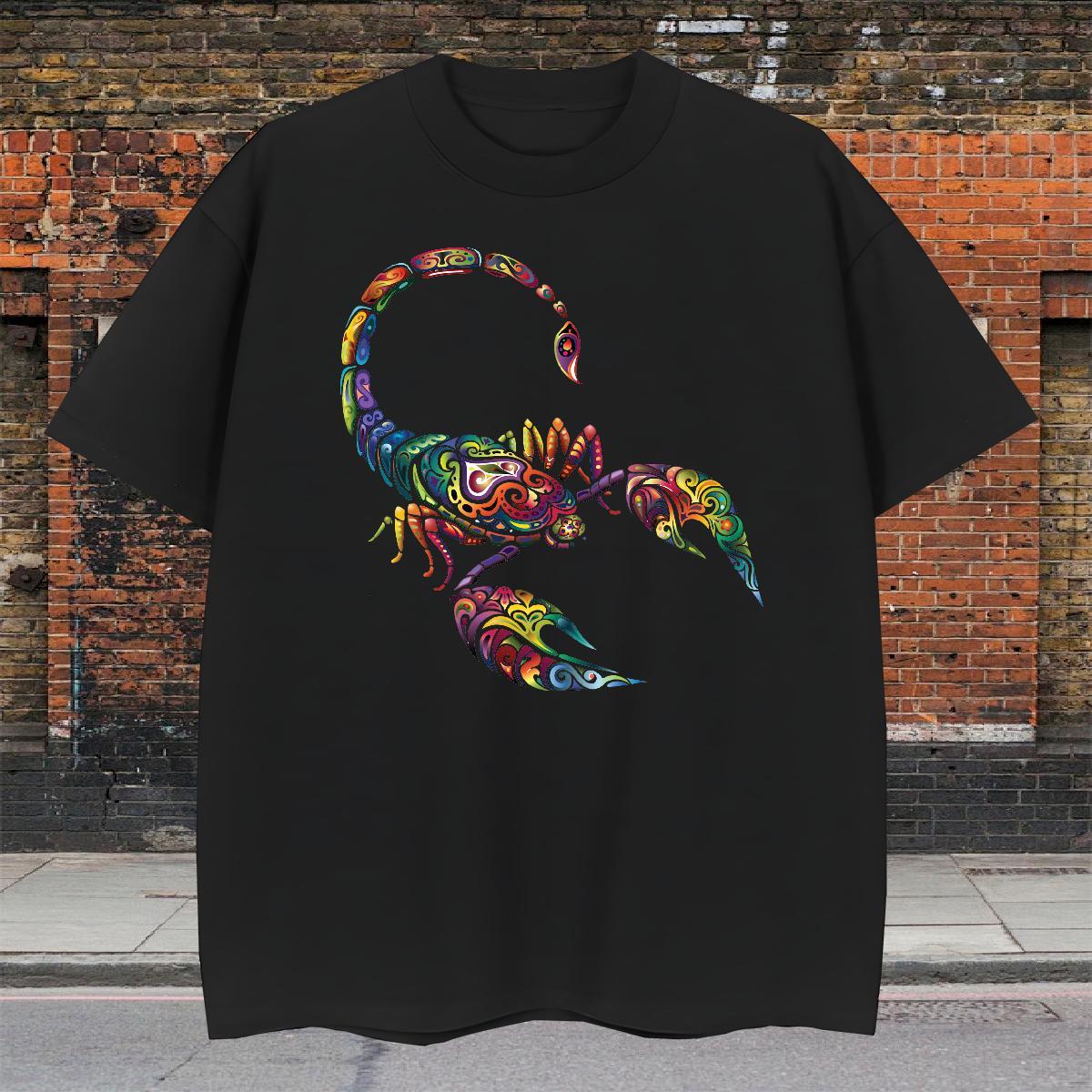 Wholesale T-Shirts scorpion Crew Neck Anime Printing Street Custom Big Size 230g Pure Cotton Men Clothes T-Shirt Free Shipping Wear