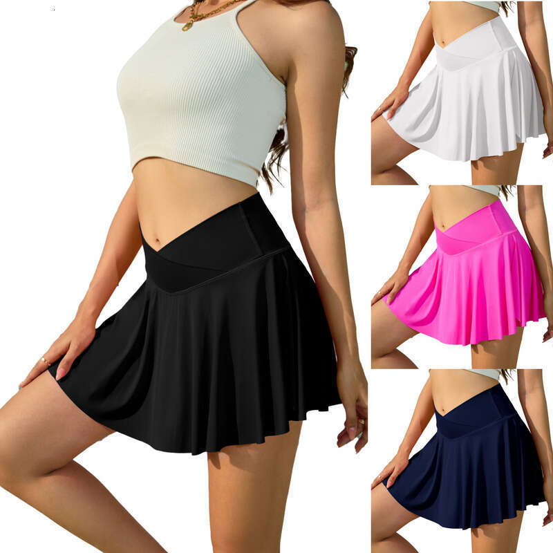 Pleated Women Tennis Skirt with Pockets Shorts Crossover High Waisted Athletic Golf Skorts Workout Sports Skirts s