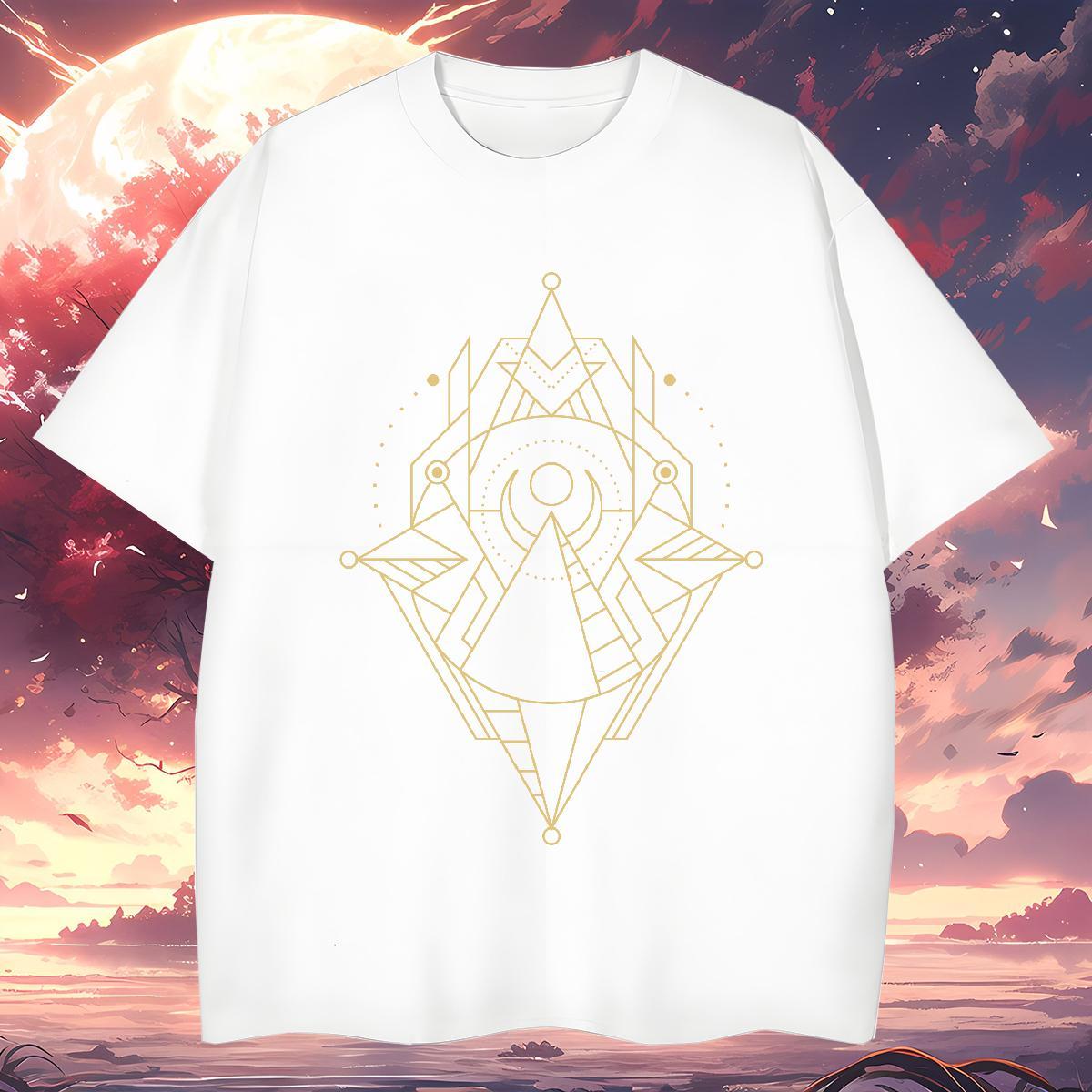 Man T Shirts 230g Pure Cotton Geometric line Summer Casual Crew Neck Oversized Men Clothes T-Shirt 2024 Summer Cool Design Wear