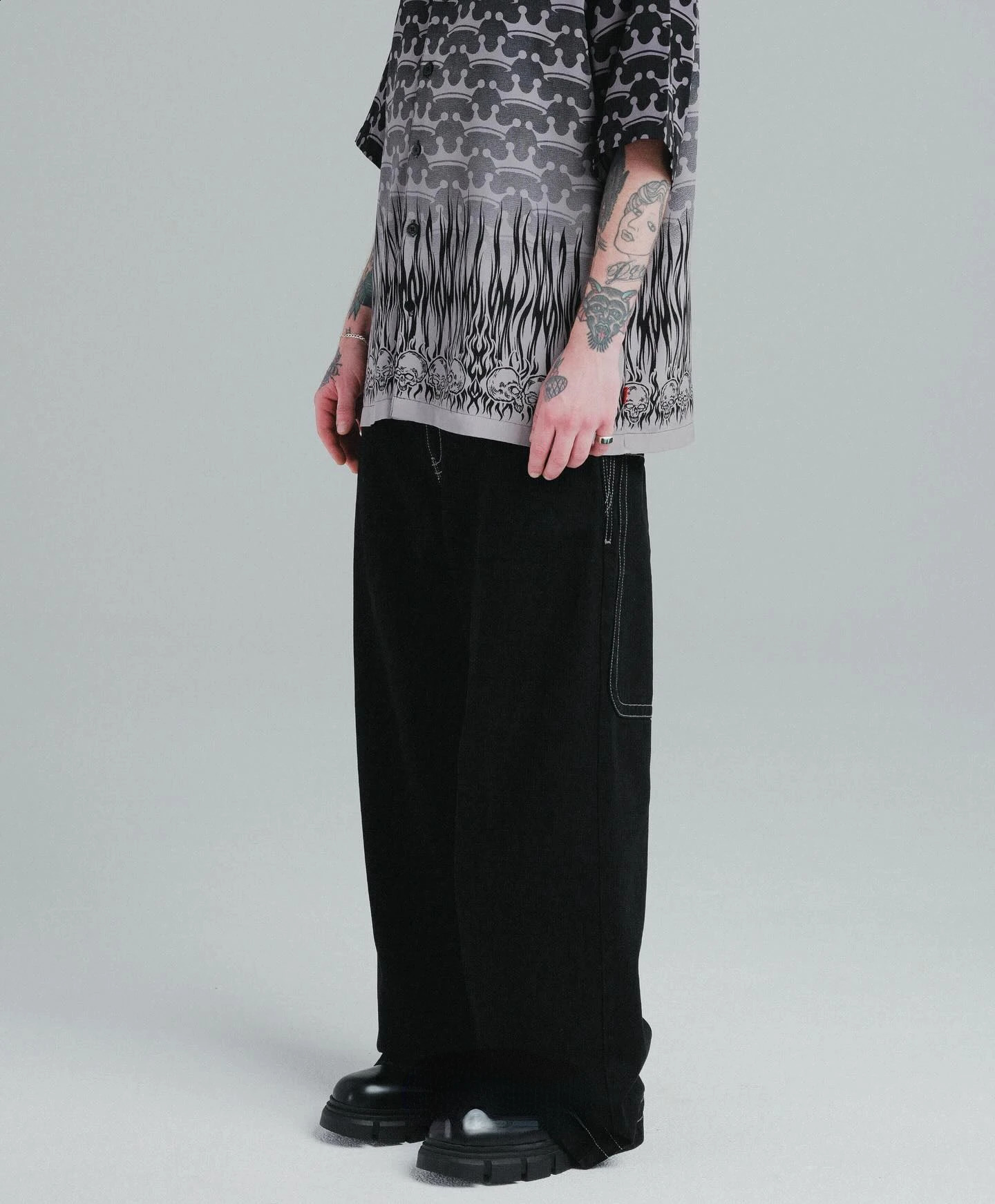 JNCO Big Rig Embroidery Baggy Black Jeans for Men Women Vintage Streetwear Big Pockets Straight Wide Leg Denim Pants Y2k 240815