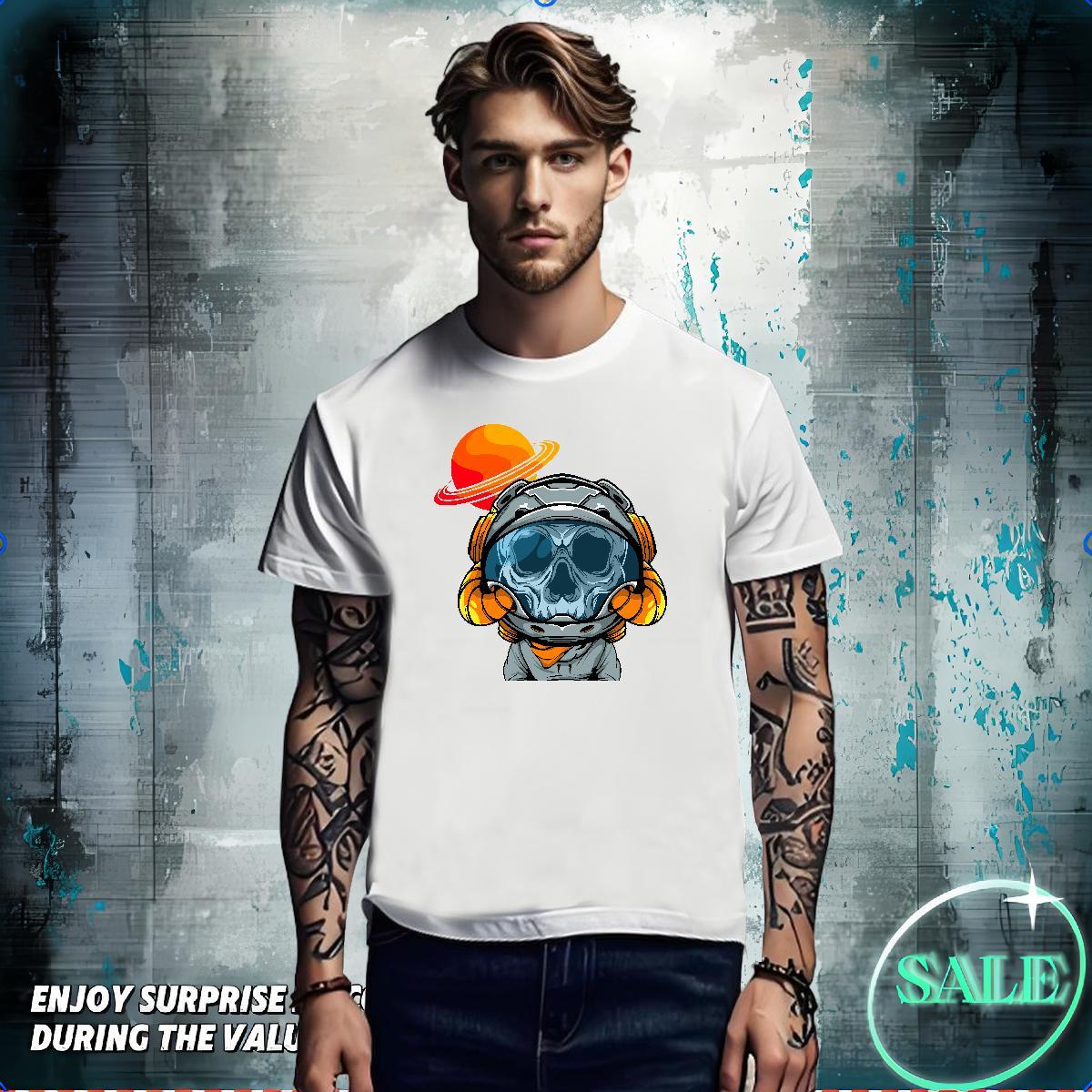 T Shirts Men 230g Pure Cotton cosmonaut Outdoor Crew Neck Breathable Asian Size Tshirts Designer Loose Fit Top Tees