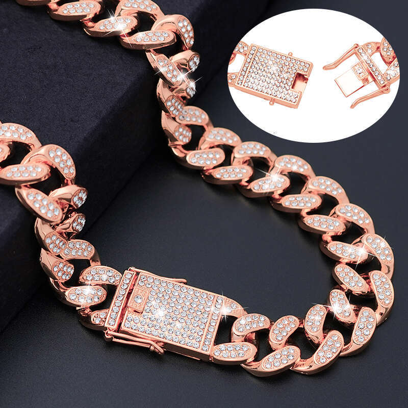 Gold Dog Chain Jewelry Cuban Collar With Secure Buckle For Small Medium Dogs Cats 20Mm Pets Collars Necklace With Diamo Zozostore