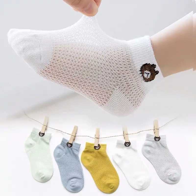 5 pairs/batch of childrens socks cute cotton for children and girls outdoor travel sports socks spring and summer sports clothing accessories W240814
