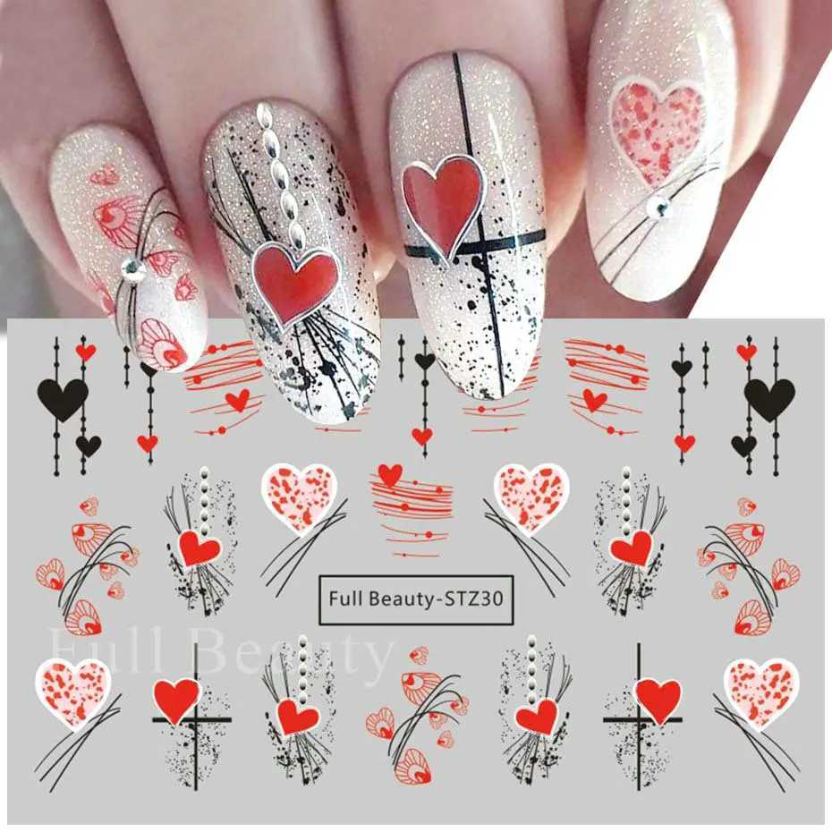 Valentine Nail Stickers Love Heart Decoration Cartoon Designs Water Decals Cute Bear Sliders For Nails 2024 Manicure Foil TipsXJ240814