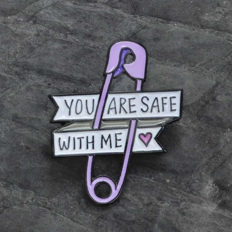 You and I are safe together Pin brooch hard enamel lapel pin backpack jacket bag accessories W240815