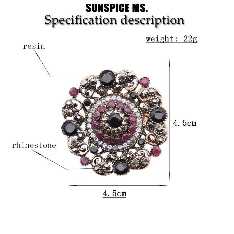 Neovison high-quality Trkiye brooch suitable for delicate women antique gold antique round resin flower brooch body jewelry W240815