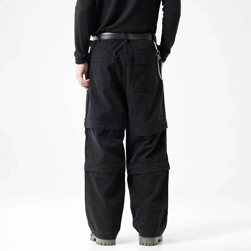 High-end American black wide-legged pants work pants mens loose straight trend gang handsome mens jeans Streetwear 240814