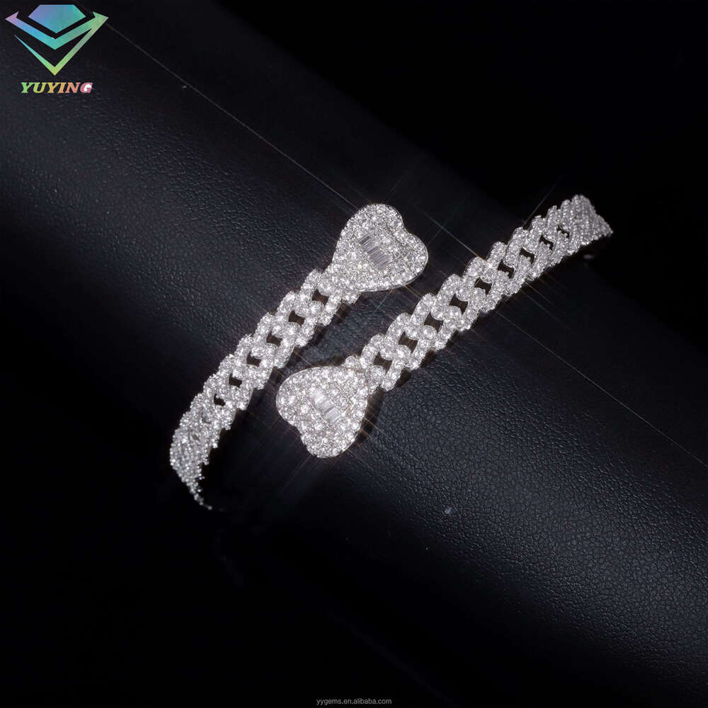 Fashion Jewelry Bracelets Bangles 13Mm S Sier White Baguette Moisssanite Stone Single Row Bracelet For Men Women Style