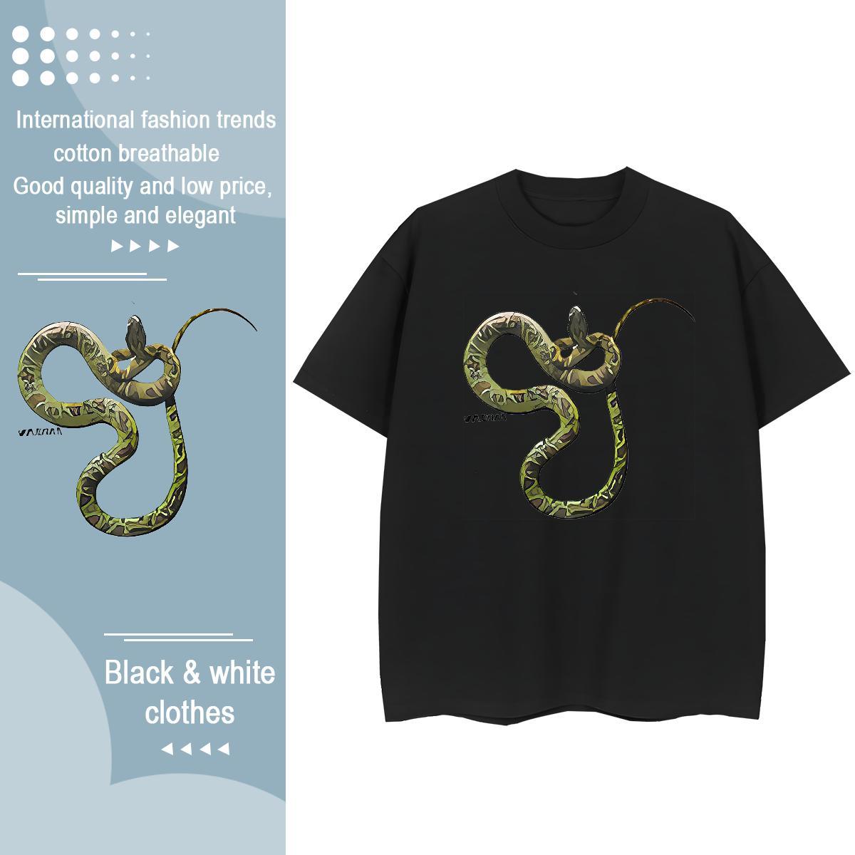 Cool Design T-Shirts for Men snake Breathable Crew Neck Street wear Hip Hop Customized Print 230g Pure Cotton Couples T Shirts Designer Fashion Tops S