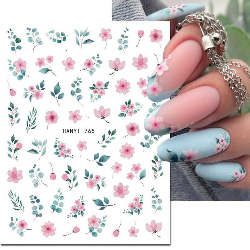 3d White Royalblue Roses Flowers Leaves Nail Art Stickers Adhesive Sliders Nail Decals For Nails Decoration Manicure AccessoriesXJ240814