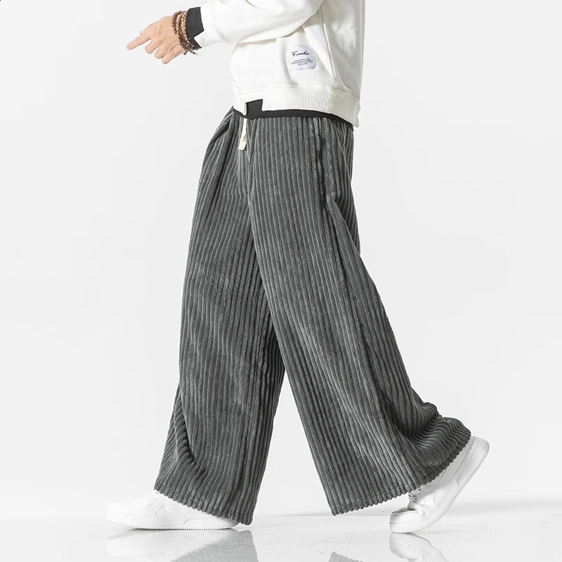 Vintage Men Corduroy Pants Harajuku Mens Solid Color Wide Leg Harem Pants Men Streetwear Casual Jogging Trousers Oversized 5XL 240814
