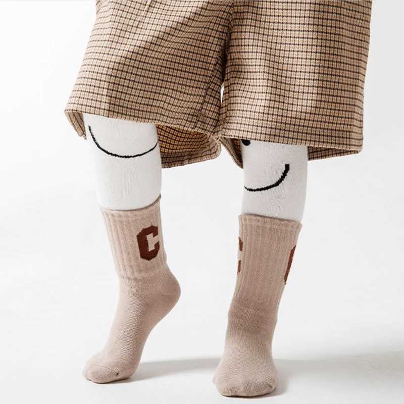 5 pieces/batch of Korean childrens socks boys and girls knitted cotton fashion letter C childrens socks W240814
