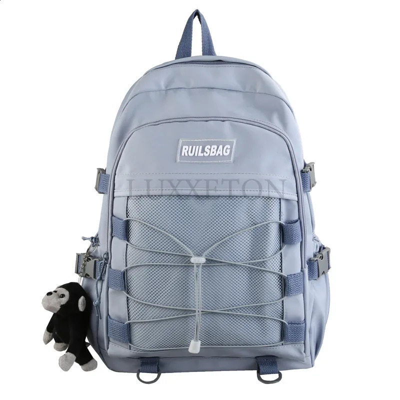 Laptop Bag Women Waterproof Nylon Versatile Cross Rope Backpack Large Shoulder School Bag Travel Backpack 240813