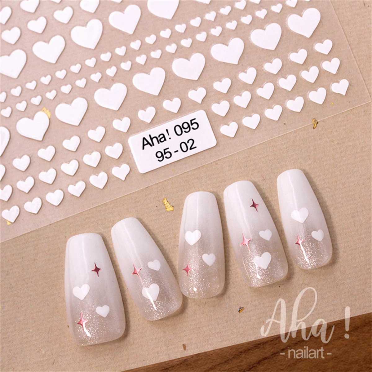 1pcs 3D Kawaii Heart Nail Art Stickers Colorful 3Sizes Love Self Adhesive Nail Decorations Slider Decals DIY Manicure SuppliesXJ240814