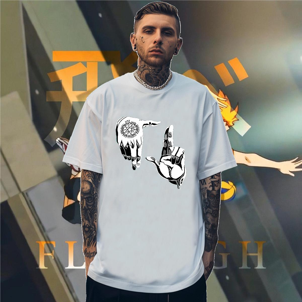 Man T Shirts 230g 100% Cotton hands Summer Casual Breathable Crew Neck Skull Men Clothes T-Shirt New Arrival Soft Tops