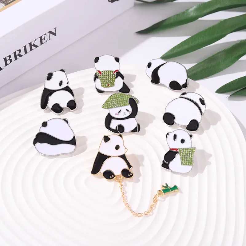 Animal alloy Brooch creative cartoon cute giant panda shaped drip badge backpack clothing accessories W240815