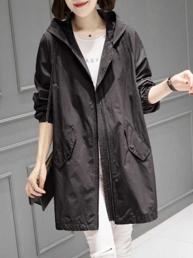 Spring and summer windproof jacket fashionable super large cap temperature casual top womens grooved 240814