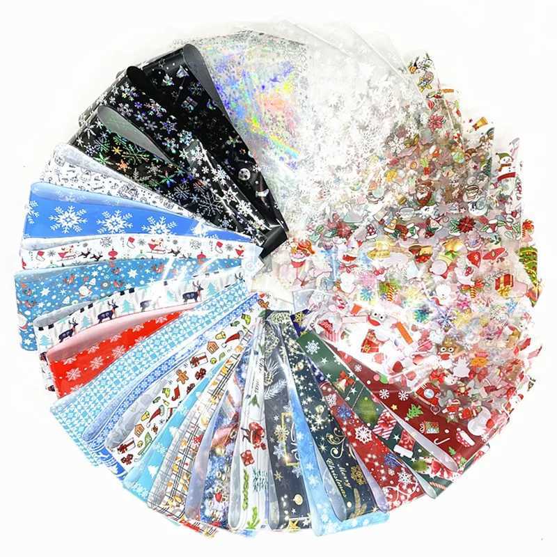 20/3050 Sheets Christmas Nail Foils for Nails Xmas Transfer Paper Snowflakes Laser Wraps Set DIY Floral Nail Art DecorationsXJ240814